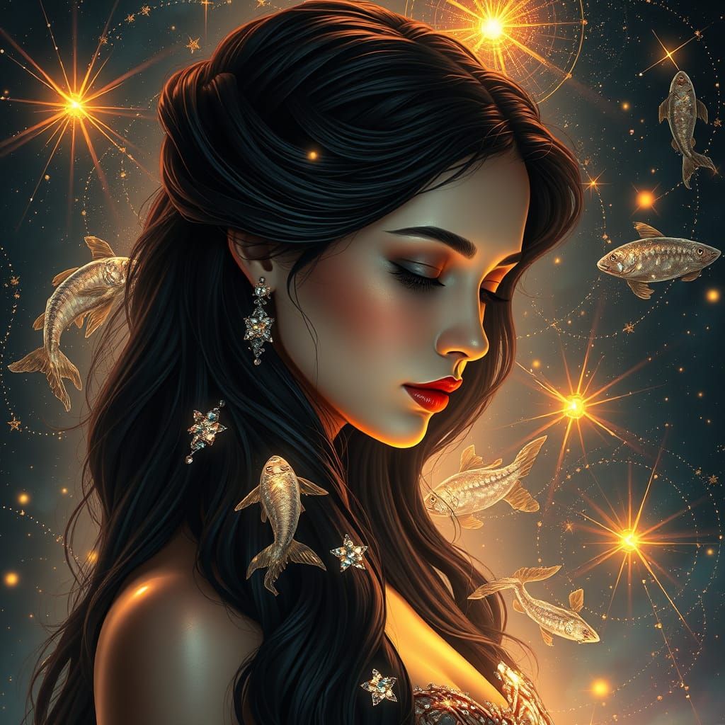 Regal Dreamer Enveloped by the Pisces Constellation