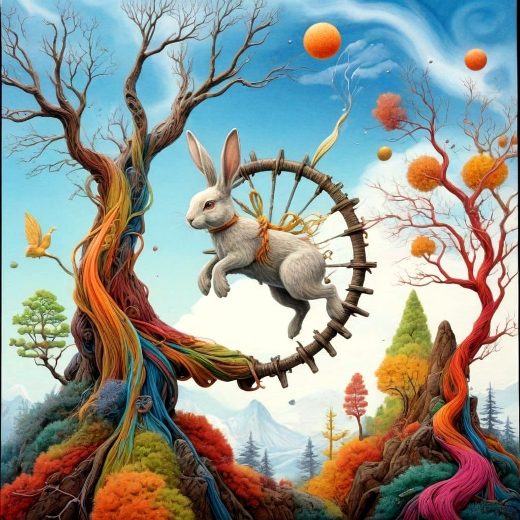 Whimsical Forest Dancer in Vibrant Ink