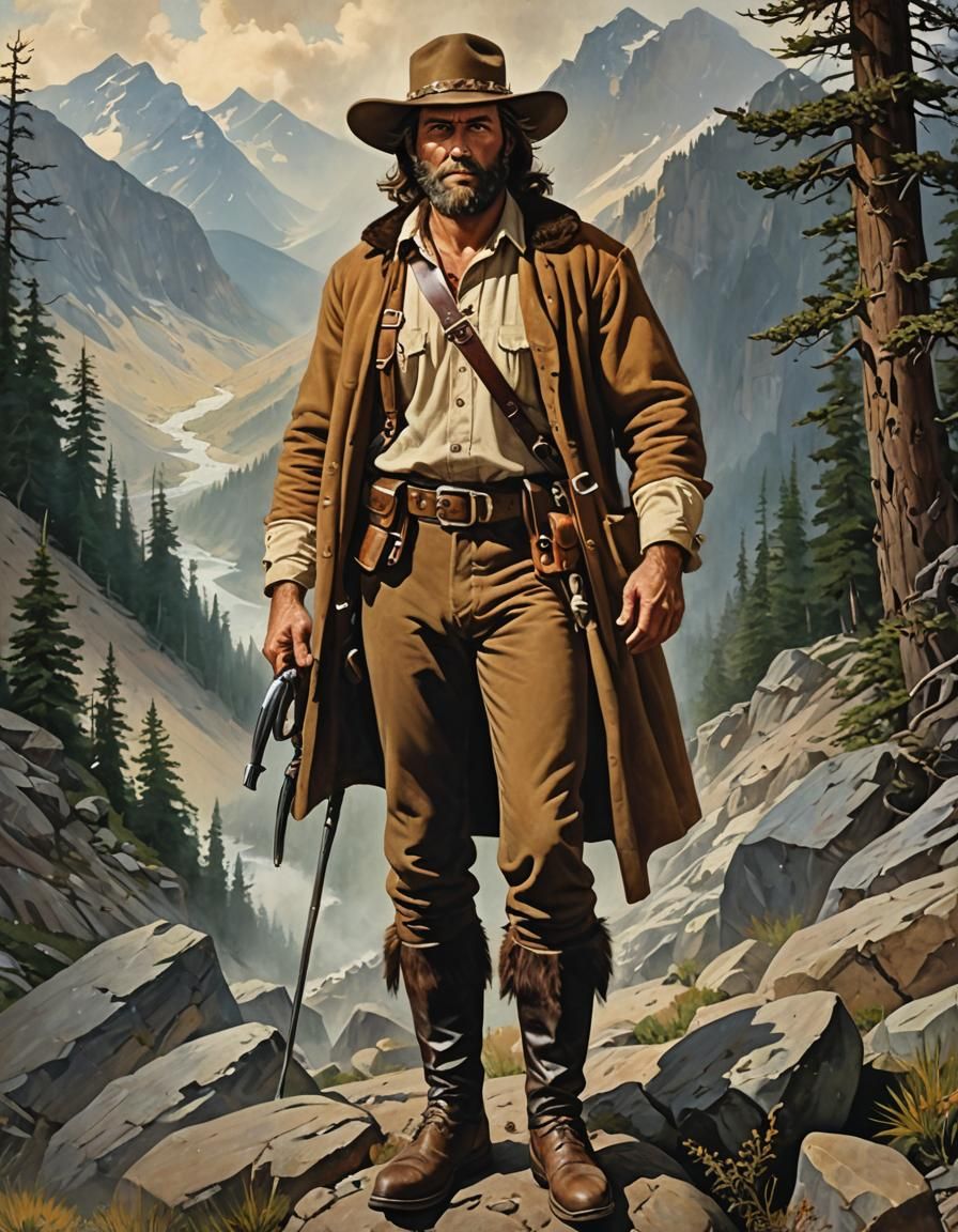 Masculine Mountain Man Full Body Portrait