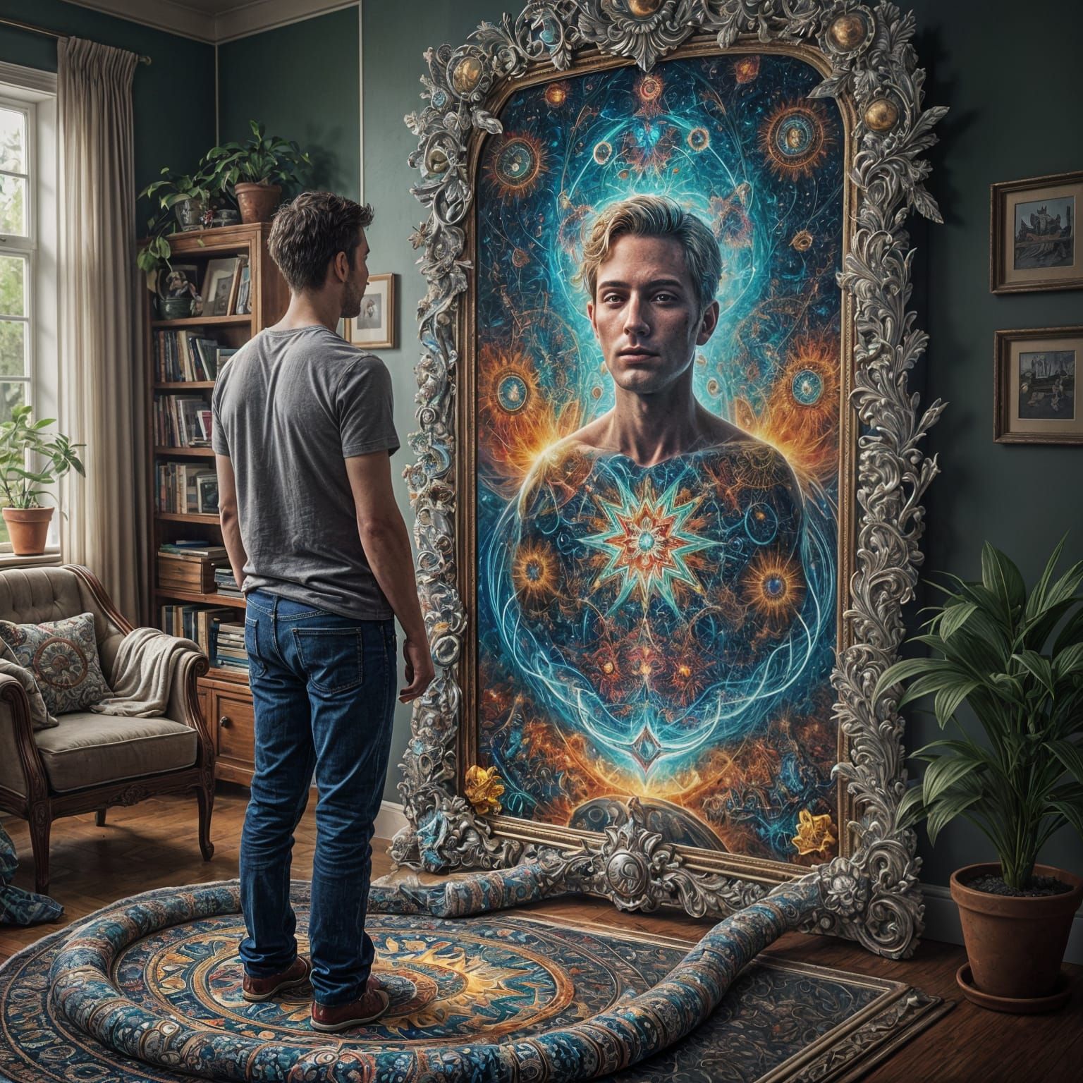 Surreal Psychedelic Reflection of a Man