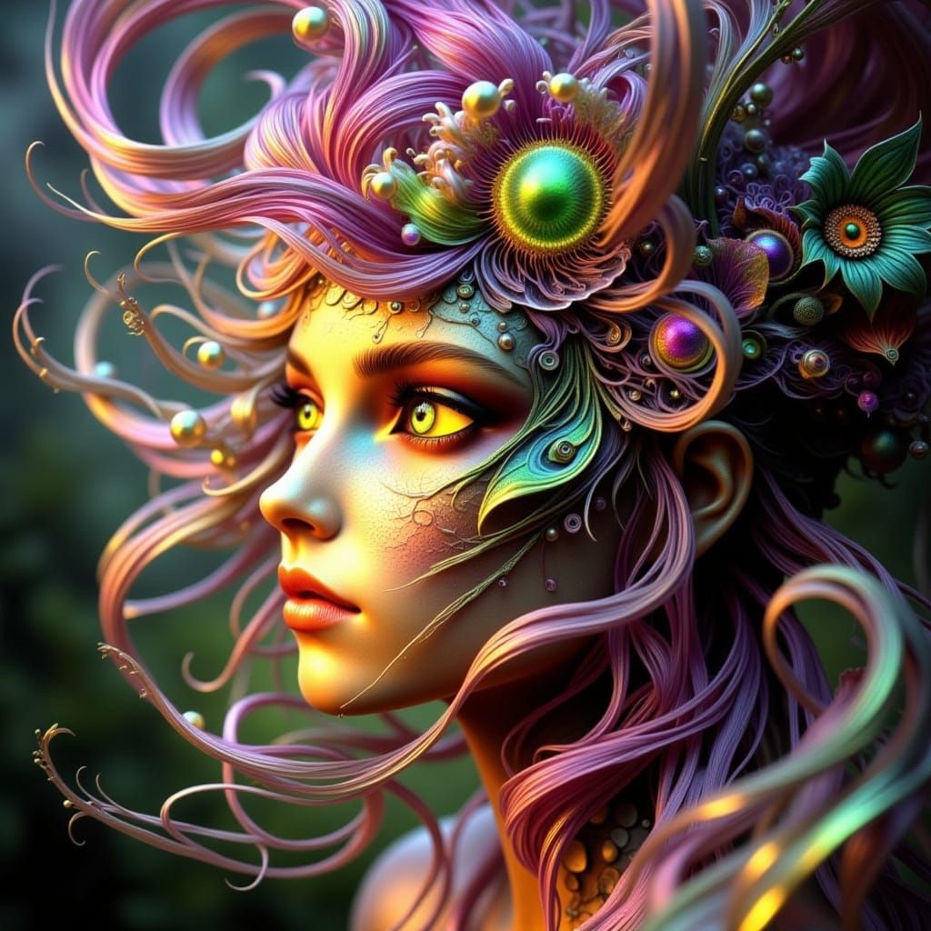 Mythical Being Radiates Serenity in Cyberpunk-Inspired Art