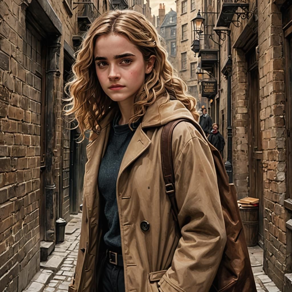 Gothic Alley Portrait of Young Woman with Book