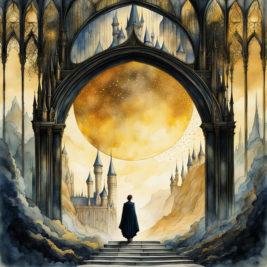 Hidden Portal to Hogwarts: Watercolor and Ink