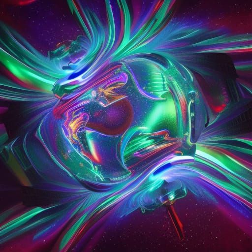 Photorealistic Fire Wave in Cosmic Illustration Style