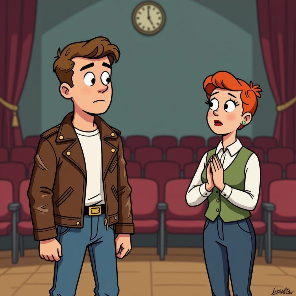 Skinny Teen Channels Stanley Kowalski: Groening-esque Scene