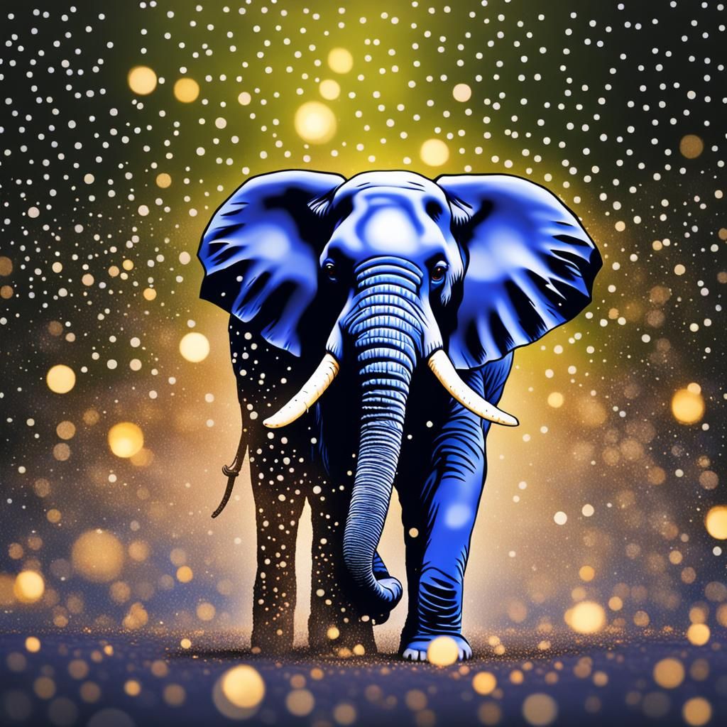 Elephant Dot Painting with Bokeh Lighting