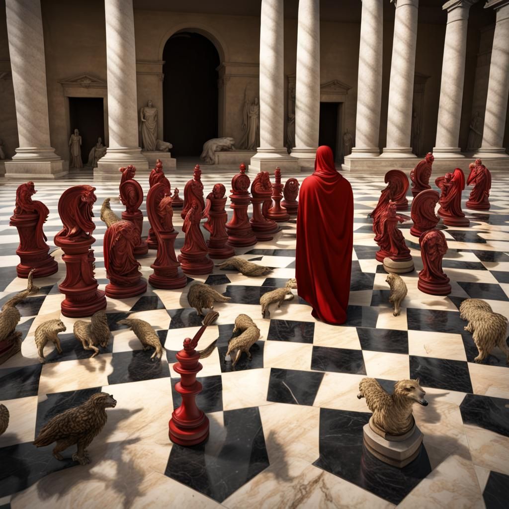 Roman Chess Game with Eagle and Leopard Pieces