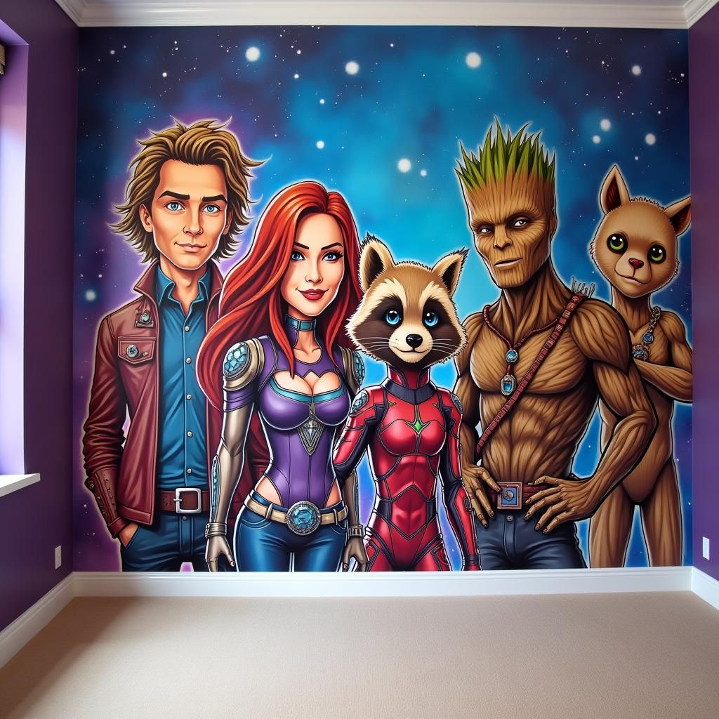 Guardians of the Galaxy Mural in Comic Book Style
