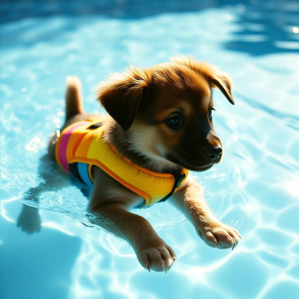 Puppy's Summer Day: A Sun-Kissed Pool Adventure