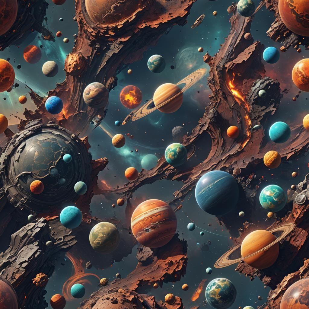 Detailed Planetary Concept Art in Deep Color