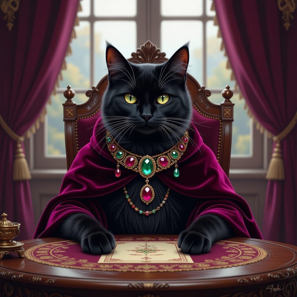 Mystical Cat Fortune Teller in Ethereal Realism