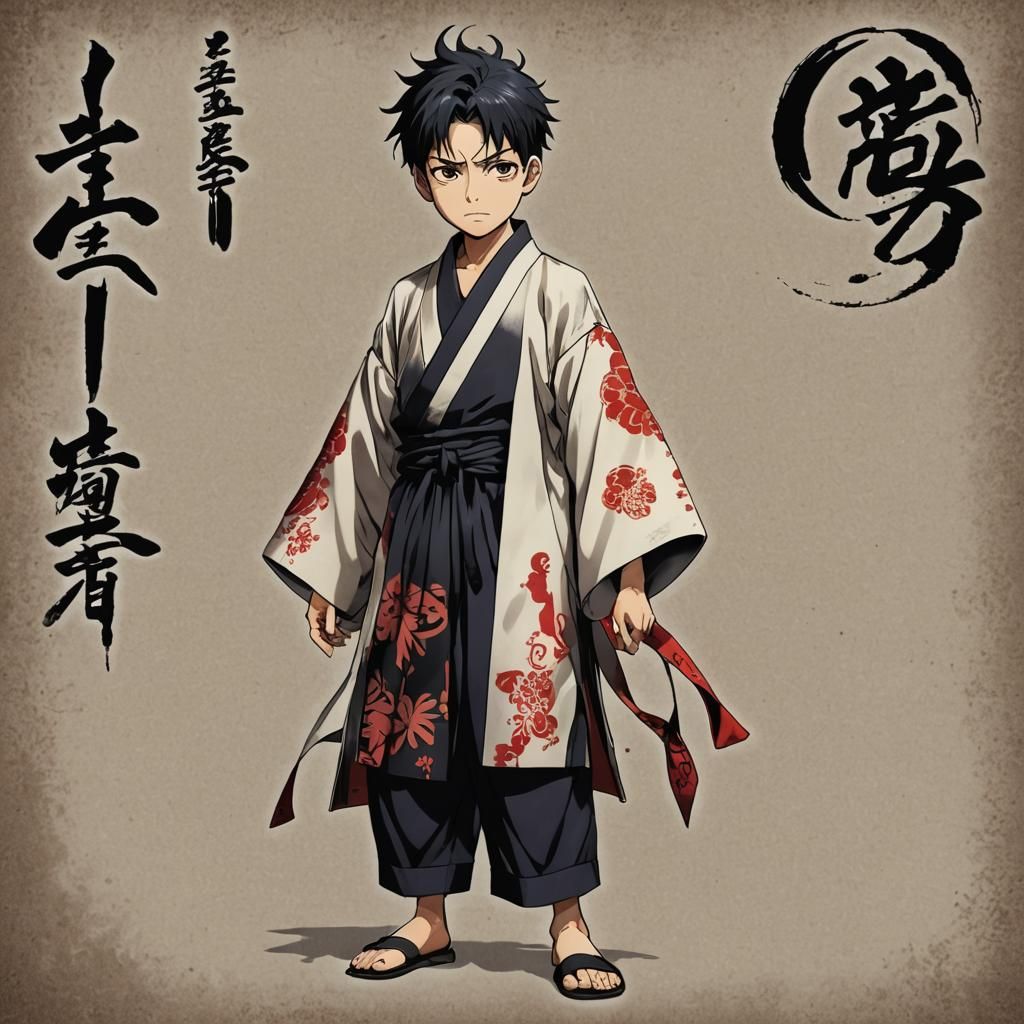 Young Boy in Asian Robes, Anime Style