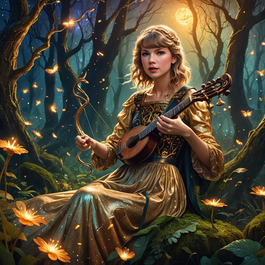Taylor Swift in Mystical Forest: Fantasy Concept Art