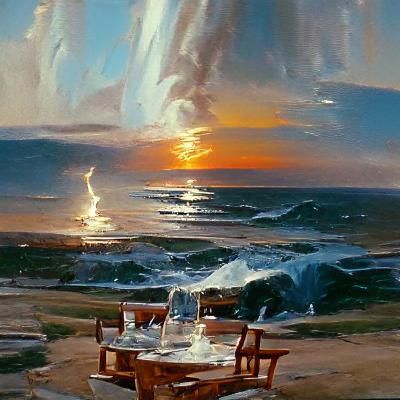 Coastal Gathering: An Oil Painting in Gurney Style