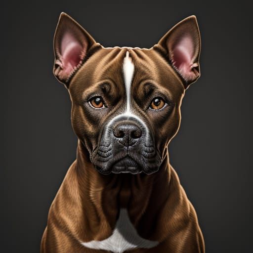 American Staffordshire Terrier Portrait in Oil Painting Styl...