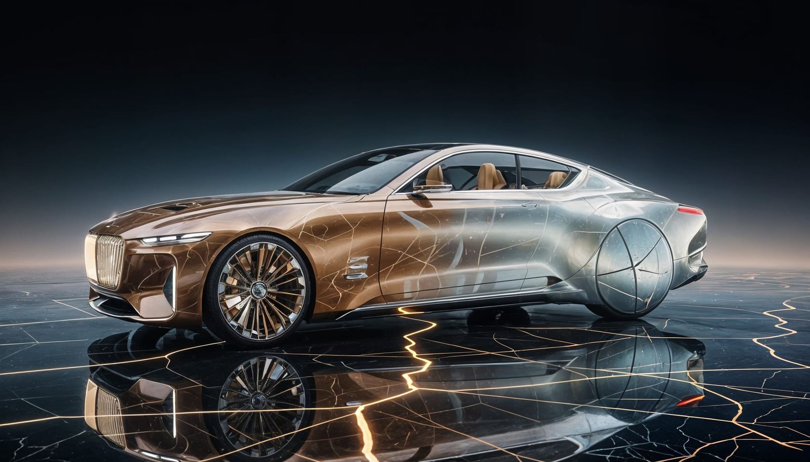 Surreal Time Travel Car in Haute Couture Style