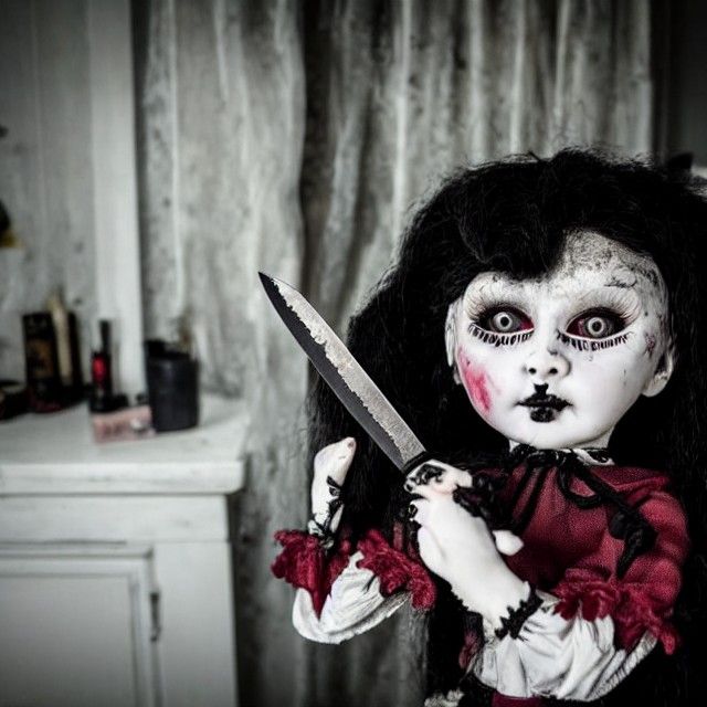 Creepy Gothic Doll Possessed and Ready to Strike