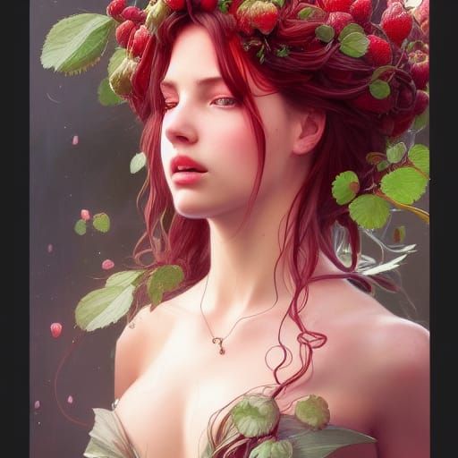 Hyperrealistic Strawberry Fairy Portrait in 8K