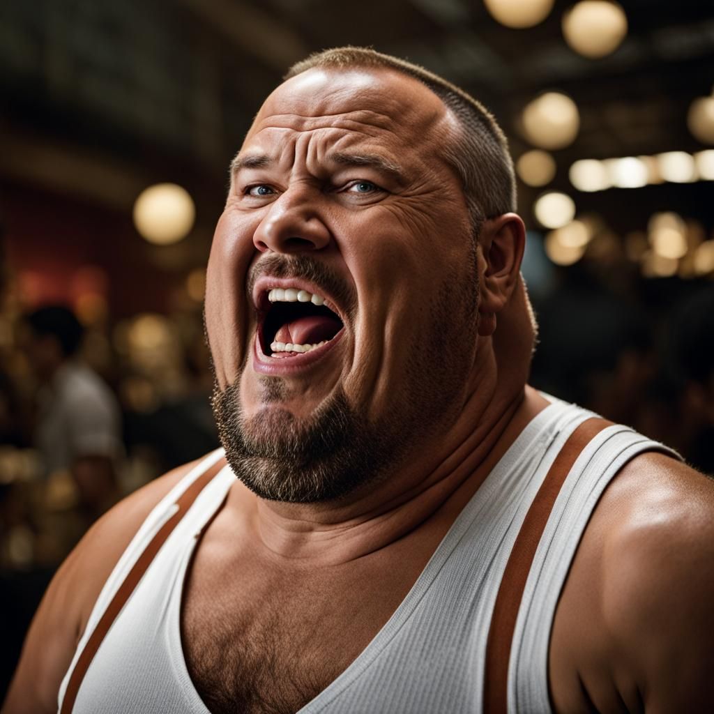 Expressive Studio Portrait of Screaming Man