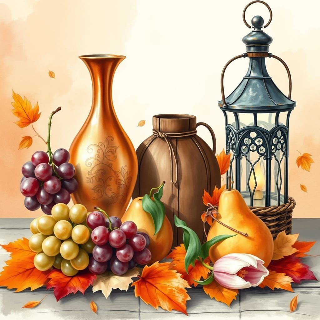 Autumn Still Life in Vibrant Colors and Intricate Details
