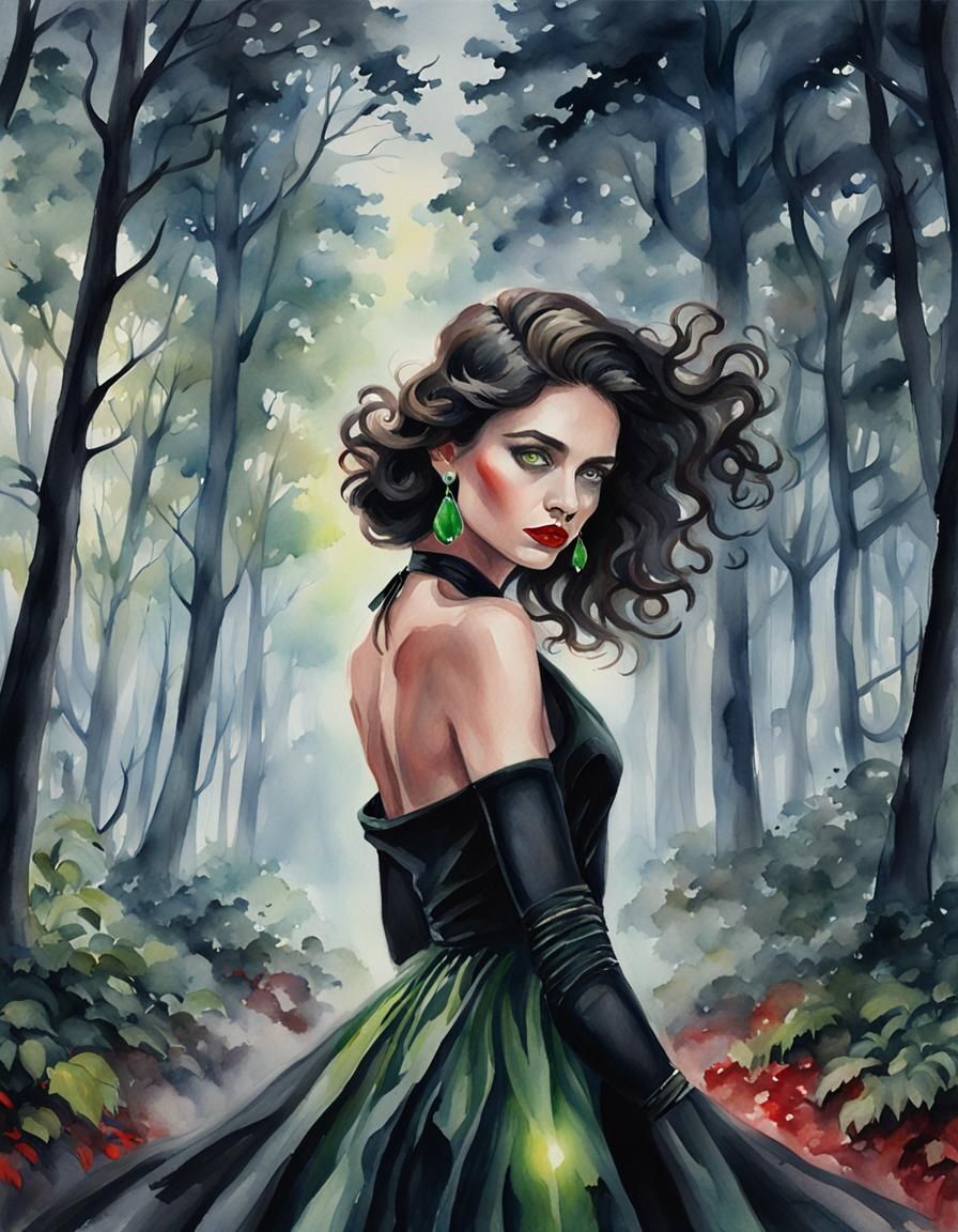 Ultra-Realistic Watercolor Portrait in Dreamy Forest