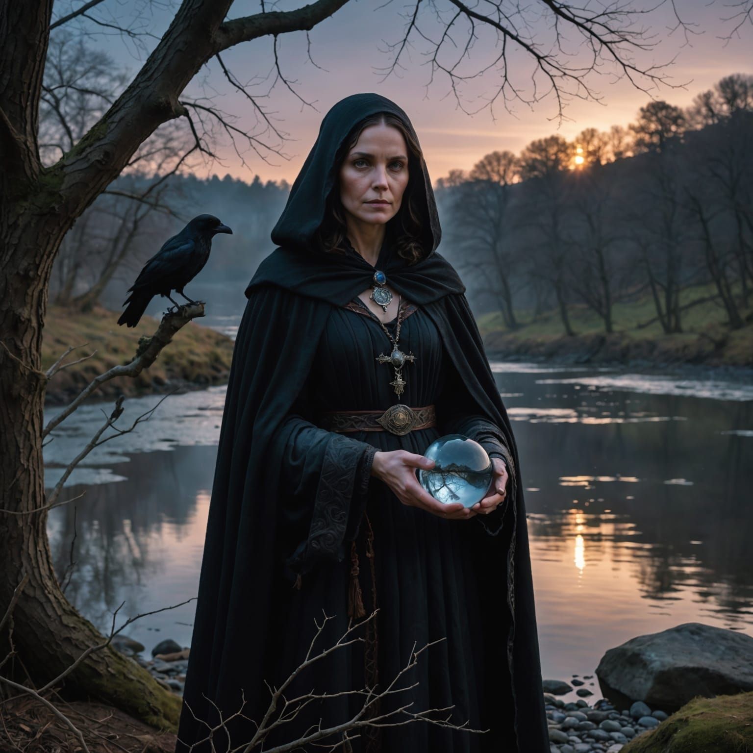 Mystical Figure with Crystal Ball by Riverbank