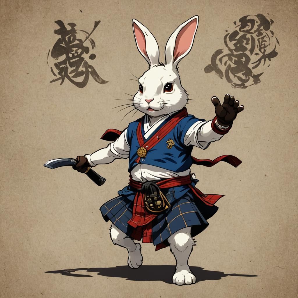 Kung Fu Rabbit in Kilt: Anime Style