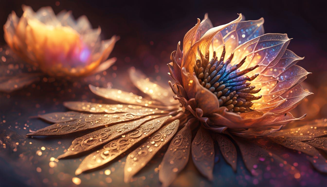 Surreal Seed Pod Blooms in Vibrant, Iridescent Glory