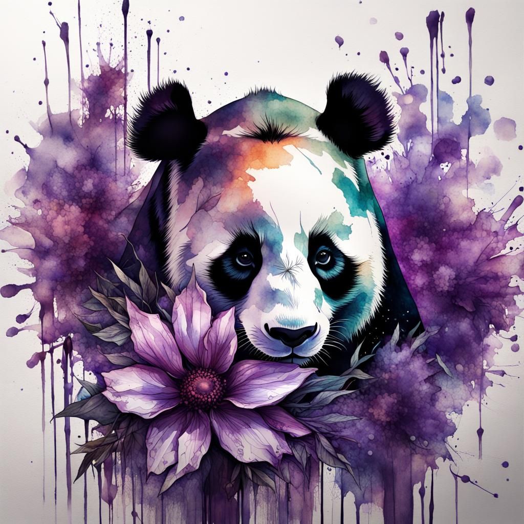 'Purple Flowers and Panda' ~ Evolved from @NightRose_ s 'Purple' with influence from @artAIJB s 'Autumn'