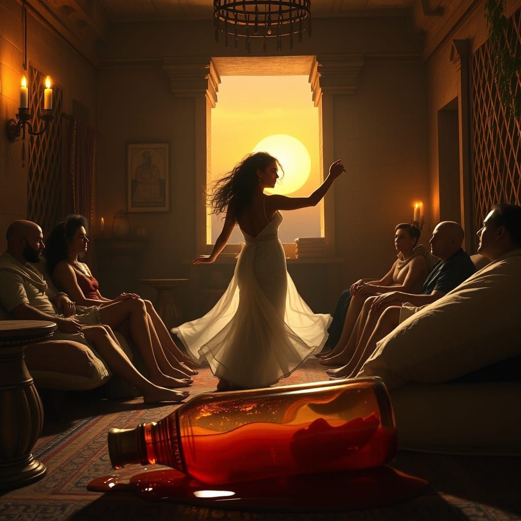 Ancient Egyptian Brothel Scene with Dancer