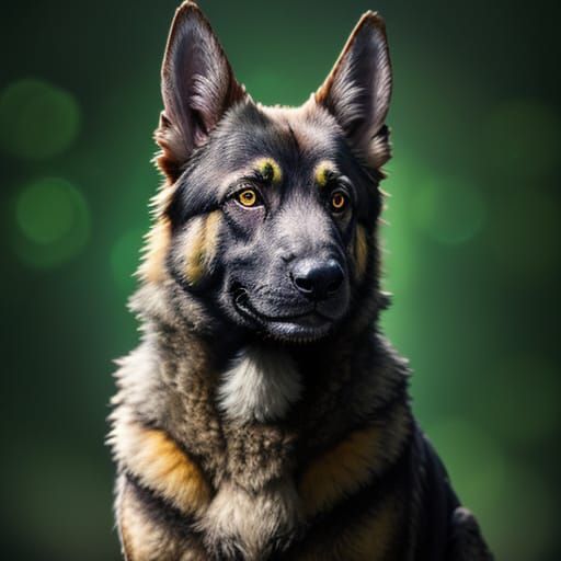 Hyperrealistic German Shepherd Chameleon with Bokeh