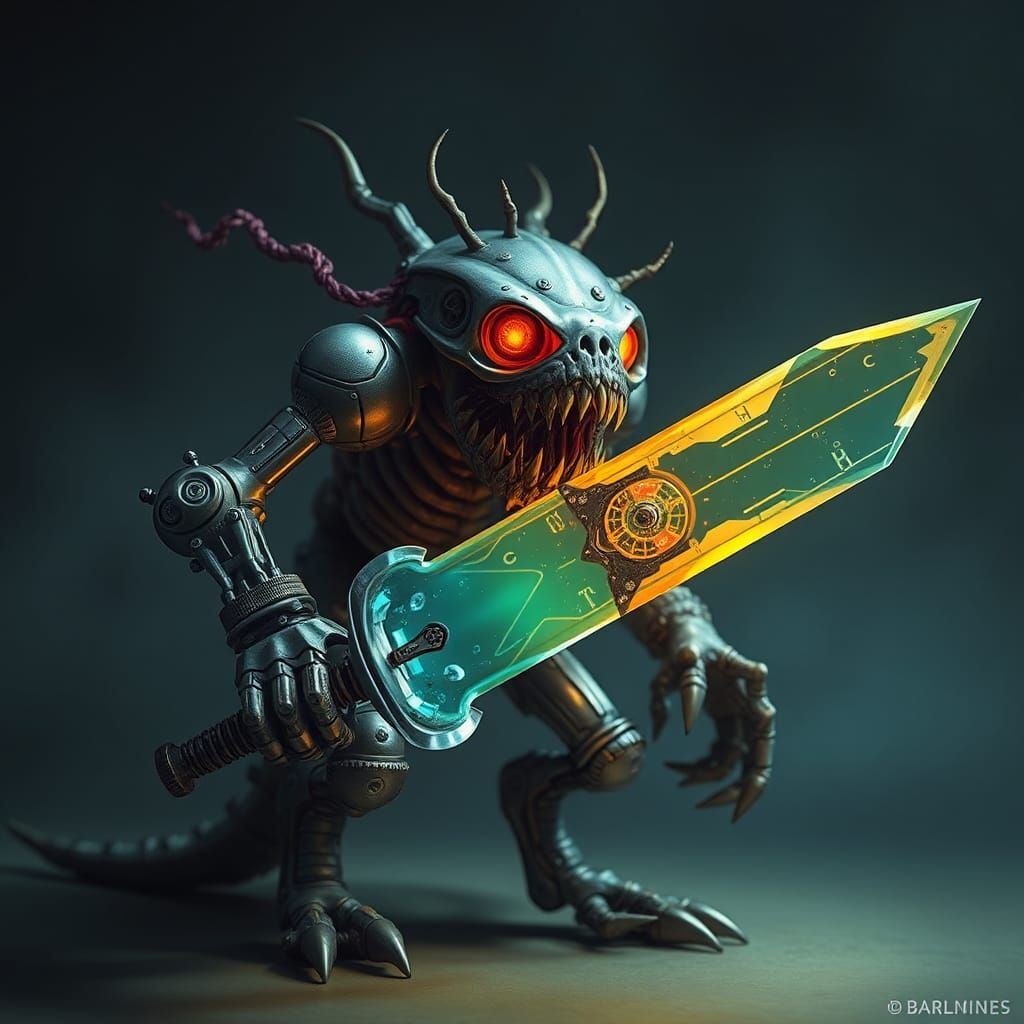 Mechanical Monster Nightmare with Glass Sword