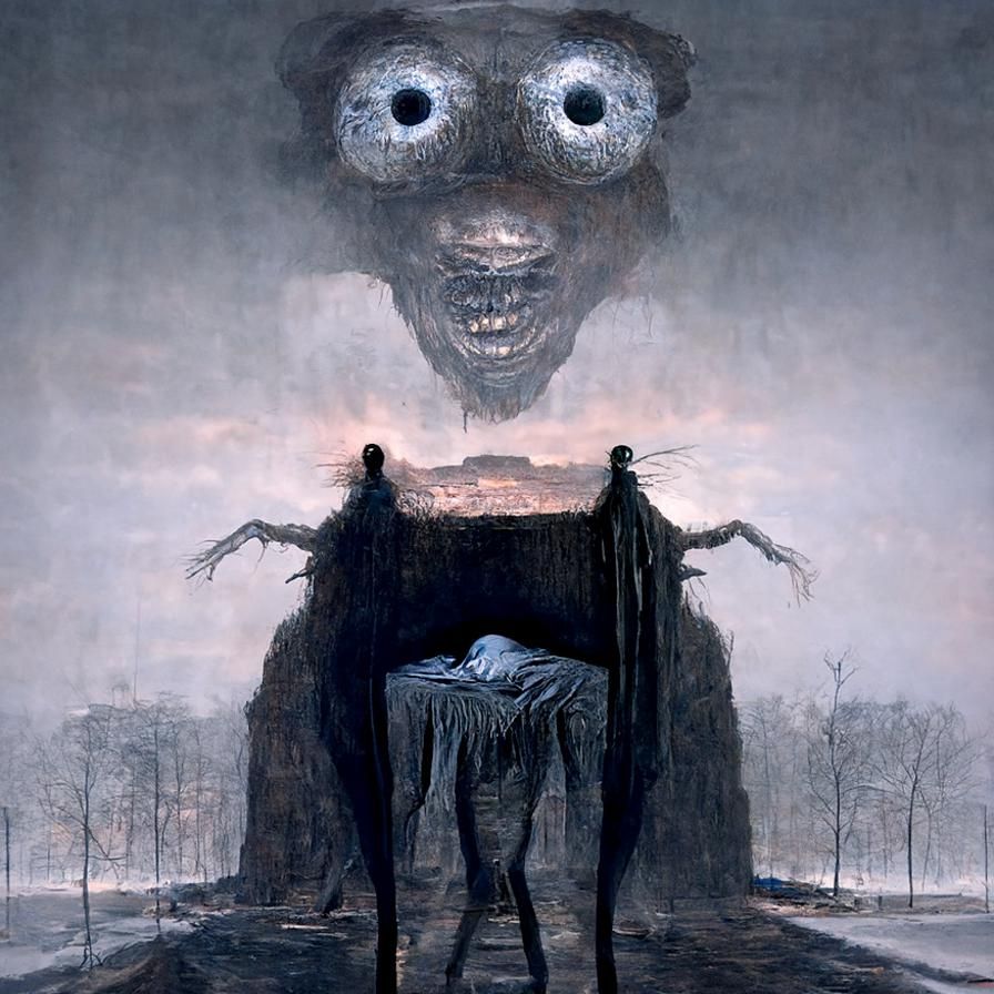 Terrifying Sleep Paralysis Demon in Dark Surrealist Style