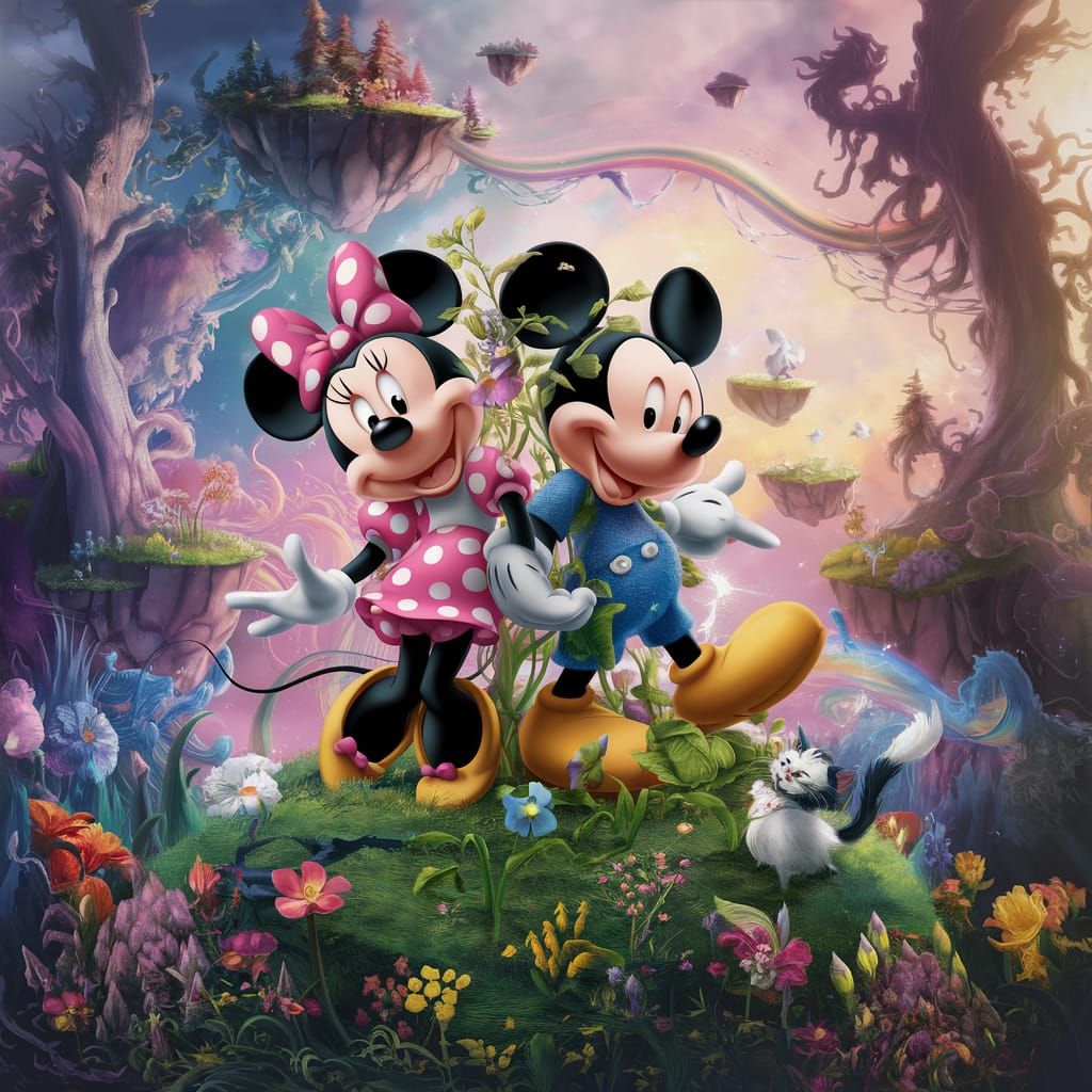 Minnie and Mickey in a Magical Forest