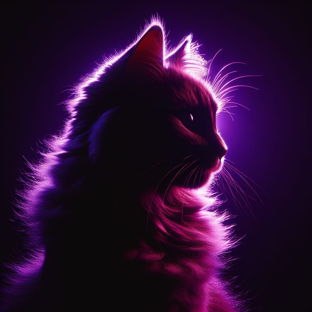 Dramatic Purple Cat in Enigmatic Lighting