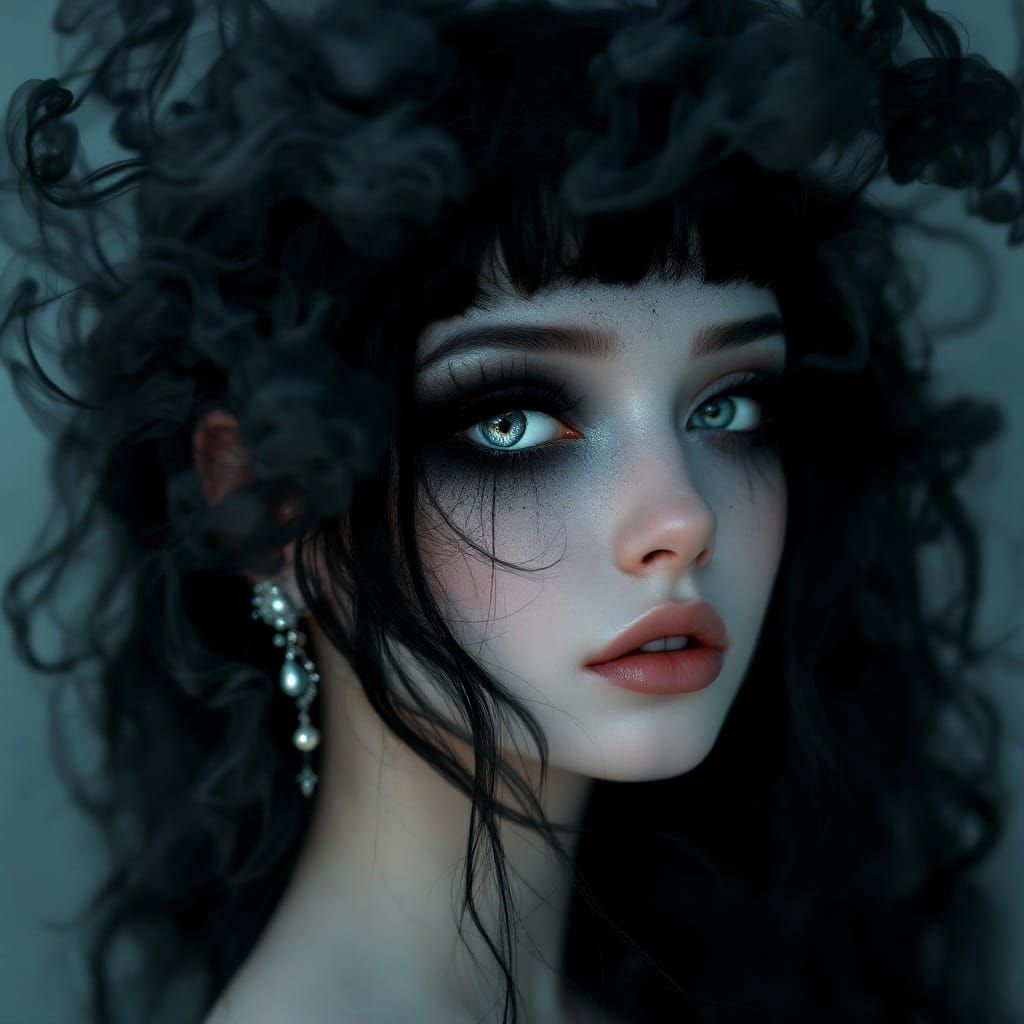 Ethereal Beauty with Vacant Eyes and Sensual Lips in Modern ...