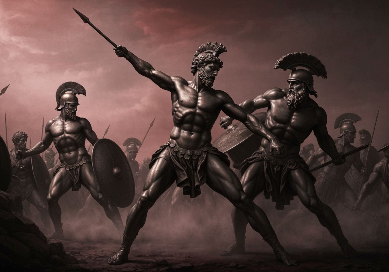 Diomedes Heroically Spears Ares on Chaotic Battlefield