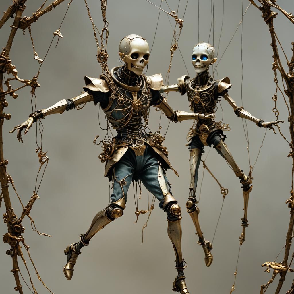 Opalescent Marionette Dancing with Steampunk Elements