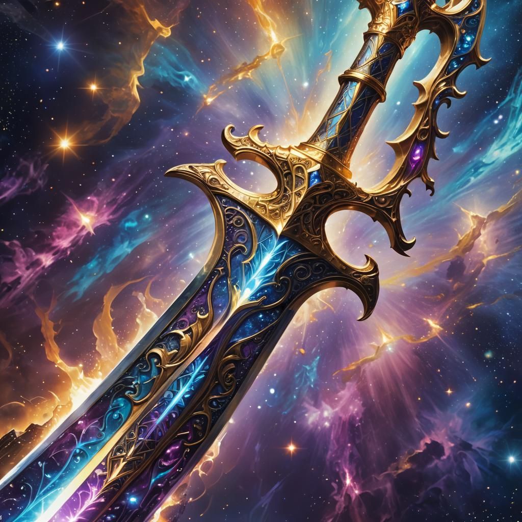 Cosmic Excalibur Shines in Space: Surreal Close-Up