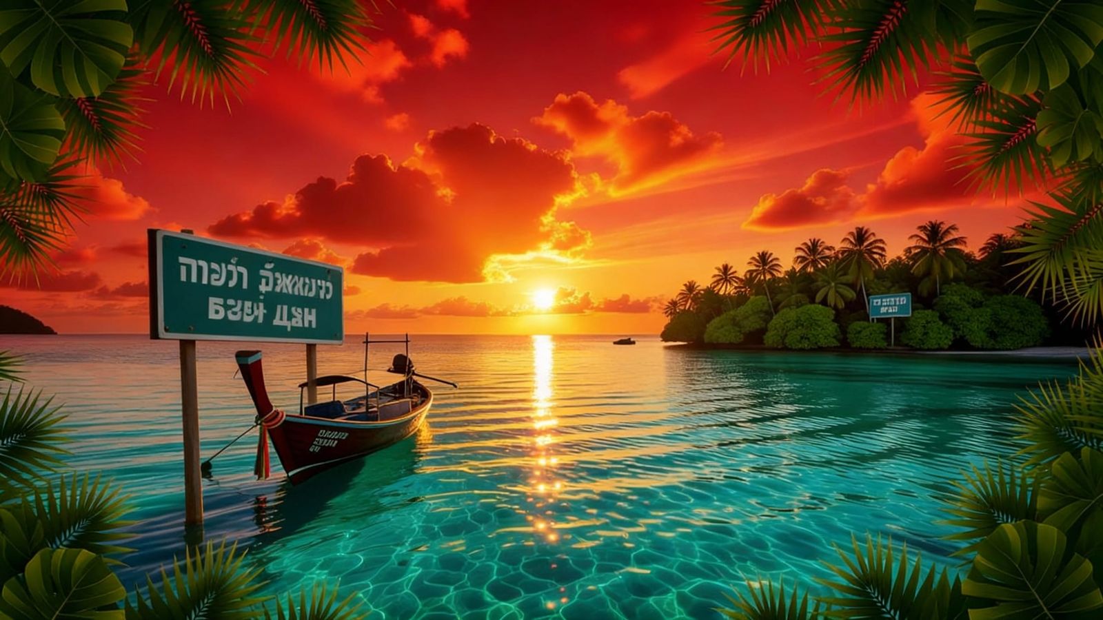 Vibrant Tropical Sunset Over Calm Ocean