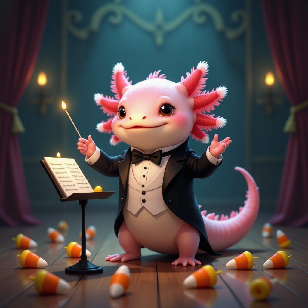 Axolotl Maestro Conducts Candy Corn Symphony