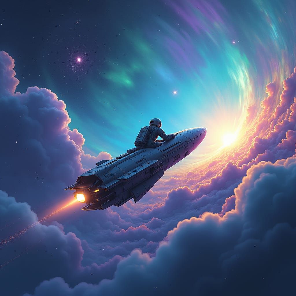 Astronaut Sails Through Galaxy in Cell Shading Style