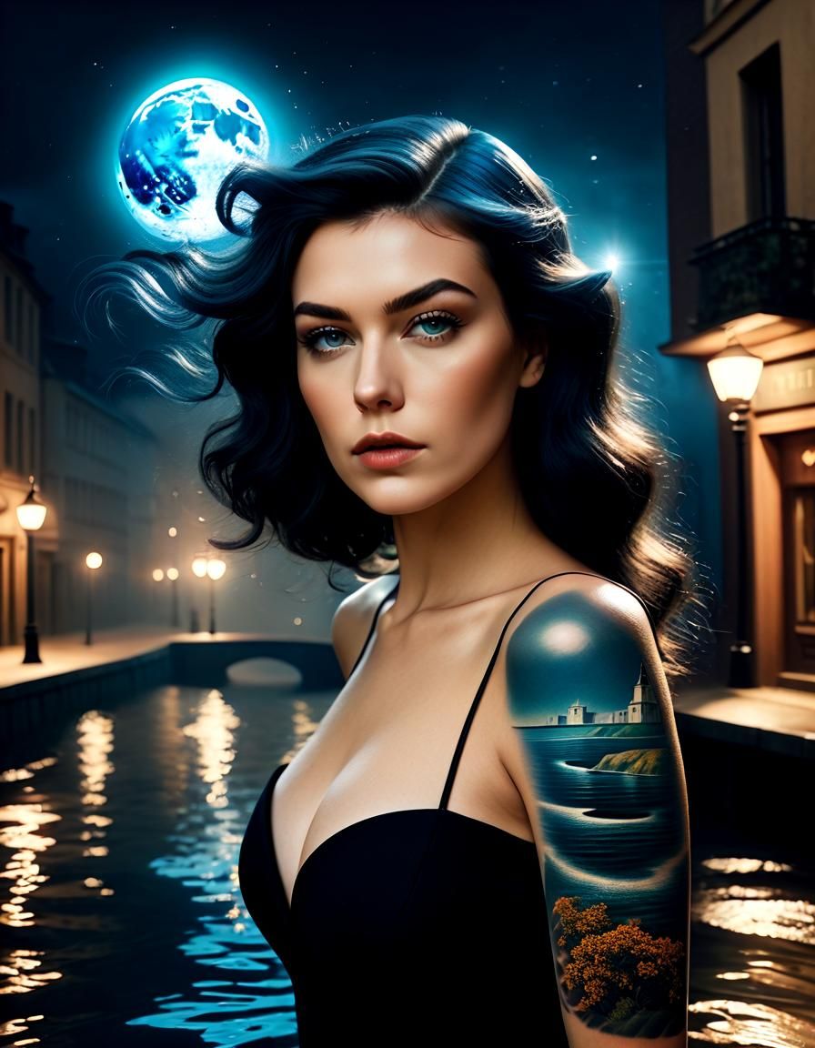 Magical Woman in Surreal Street Scene