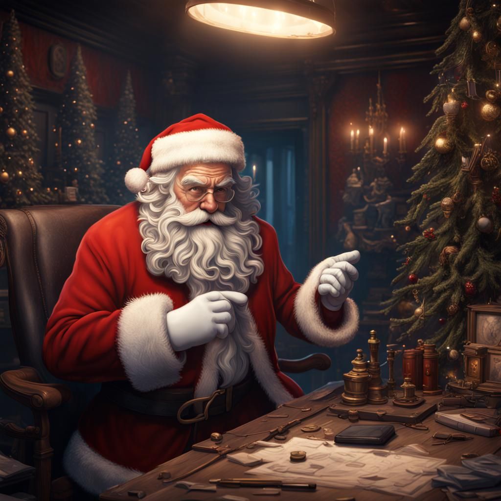 Santa as a detective investigating a case