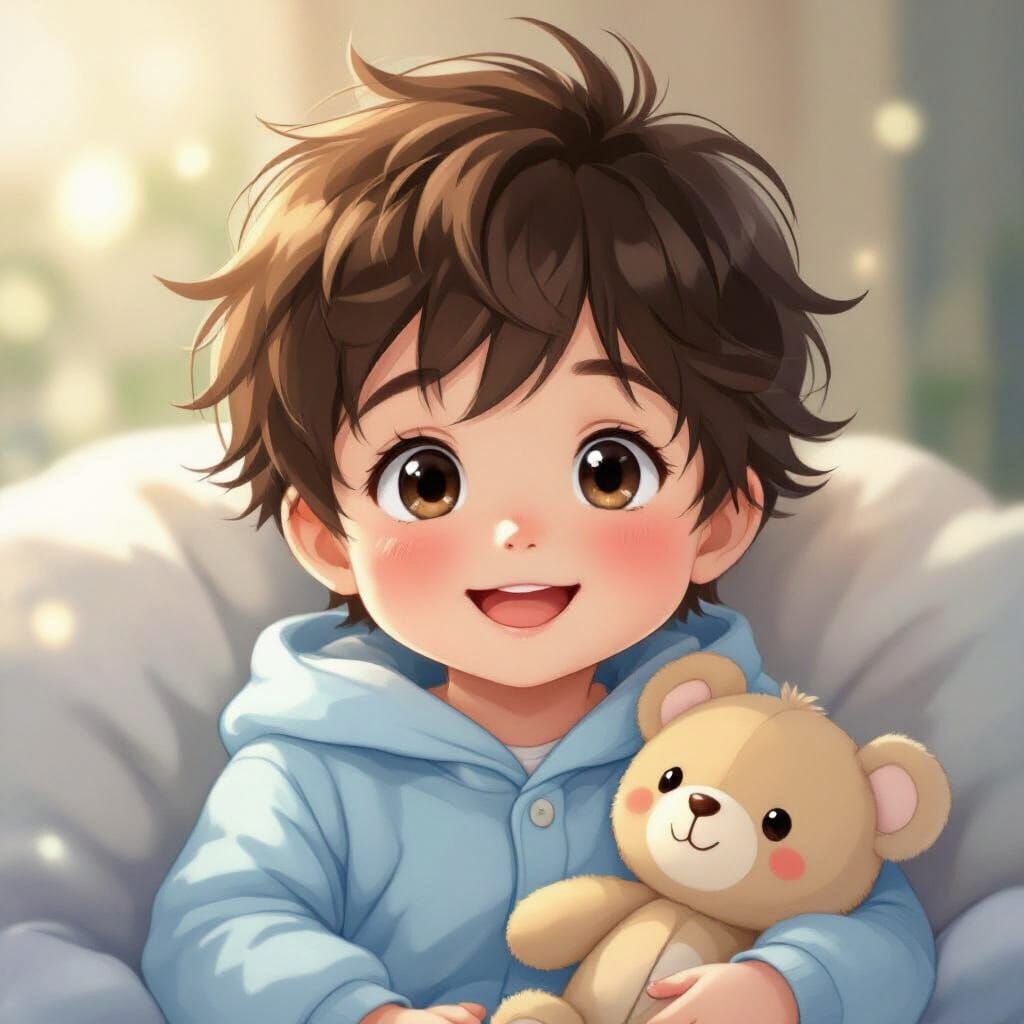 Adorable Anime Baby Boy with Brown Hair