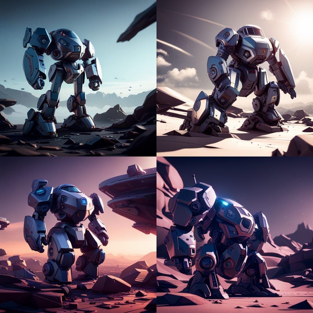 Futuristic Sci-Fi Mechs in Polished Metal