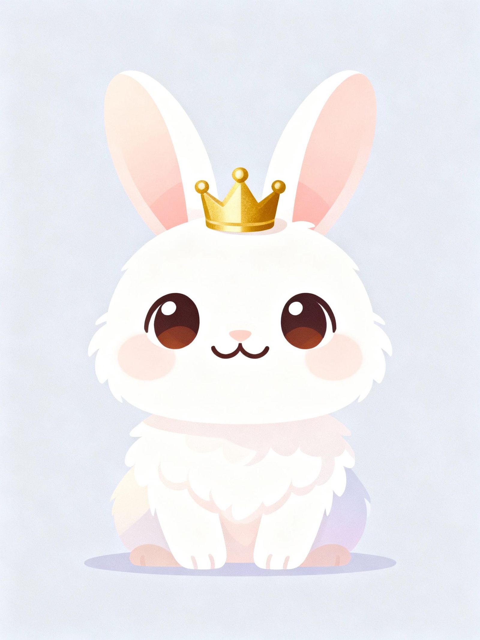 Cute Cartoon Rabbit Icon with Crown in Pastel Colors