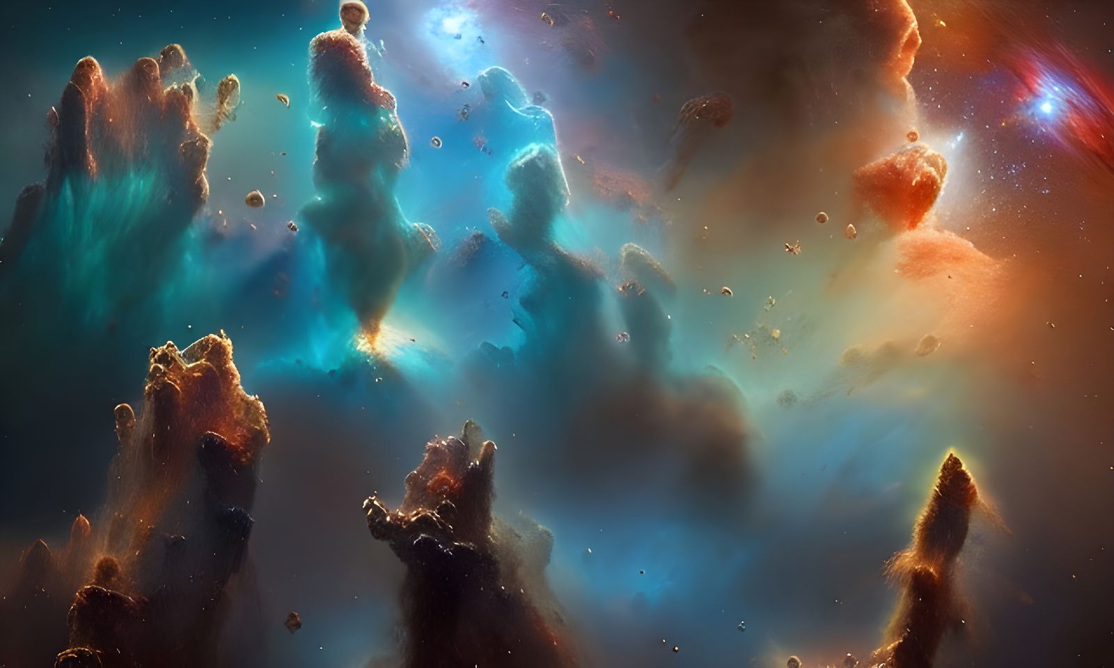 Pillars of Creation: Holographic Cosmic Illustration