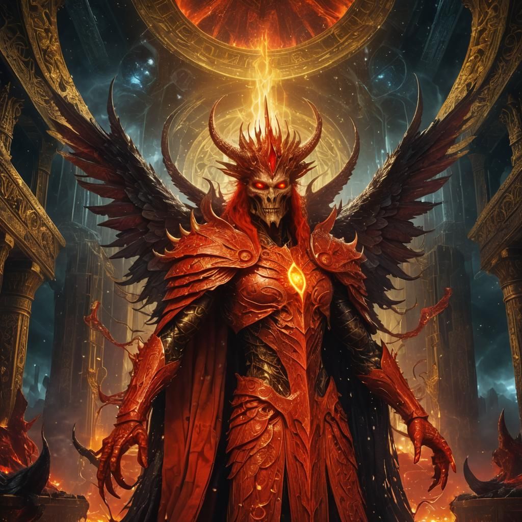 Biomechanical Dark Fantasy: Red Entity in Arctic Throne
