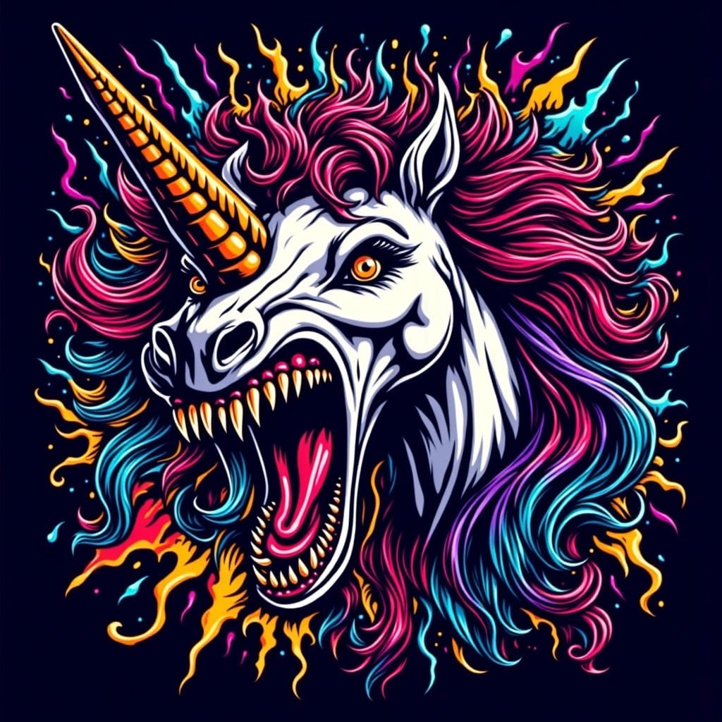 Screaming Unicorn with Laser Blast